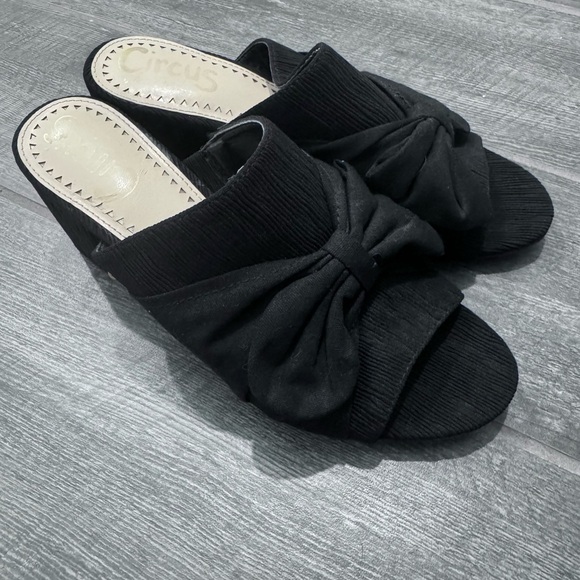 Circus by Sam‎ Edelman Sydney Mules Black Bow Size 6.5 - Picture 1 of 5